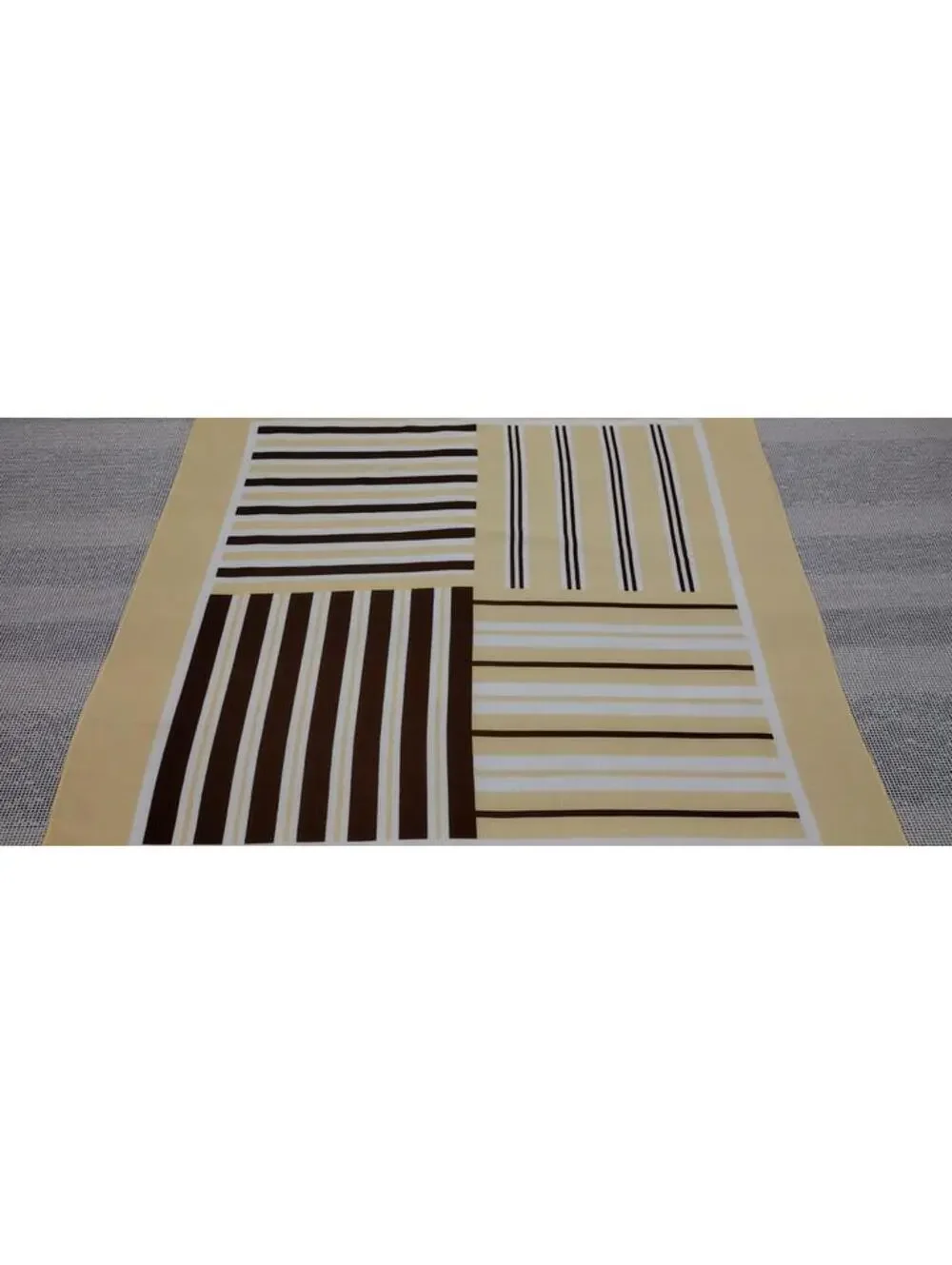 Vintage Paoli Scarf Canary Brown Stripes Mid Century Polyester MADE IN JAPAN MCM